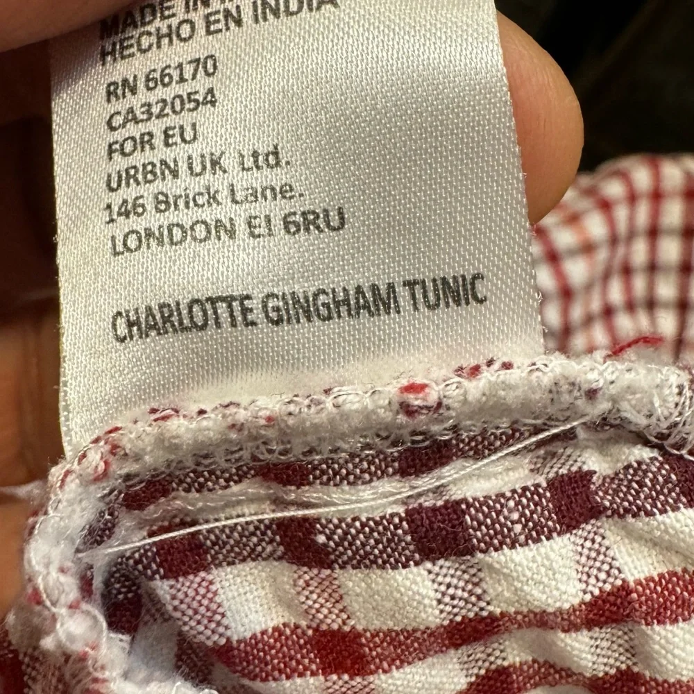 Free People CHARLOTTE GINGHAM TUNIC Size XS/